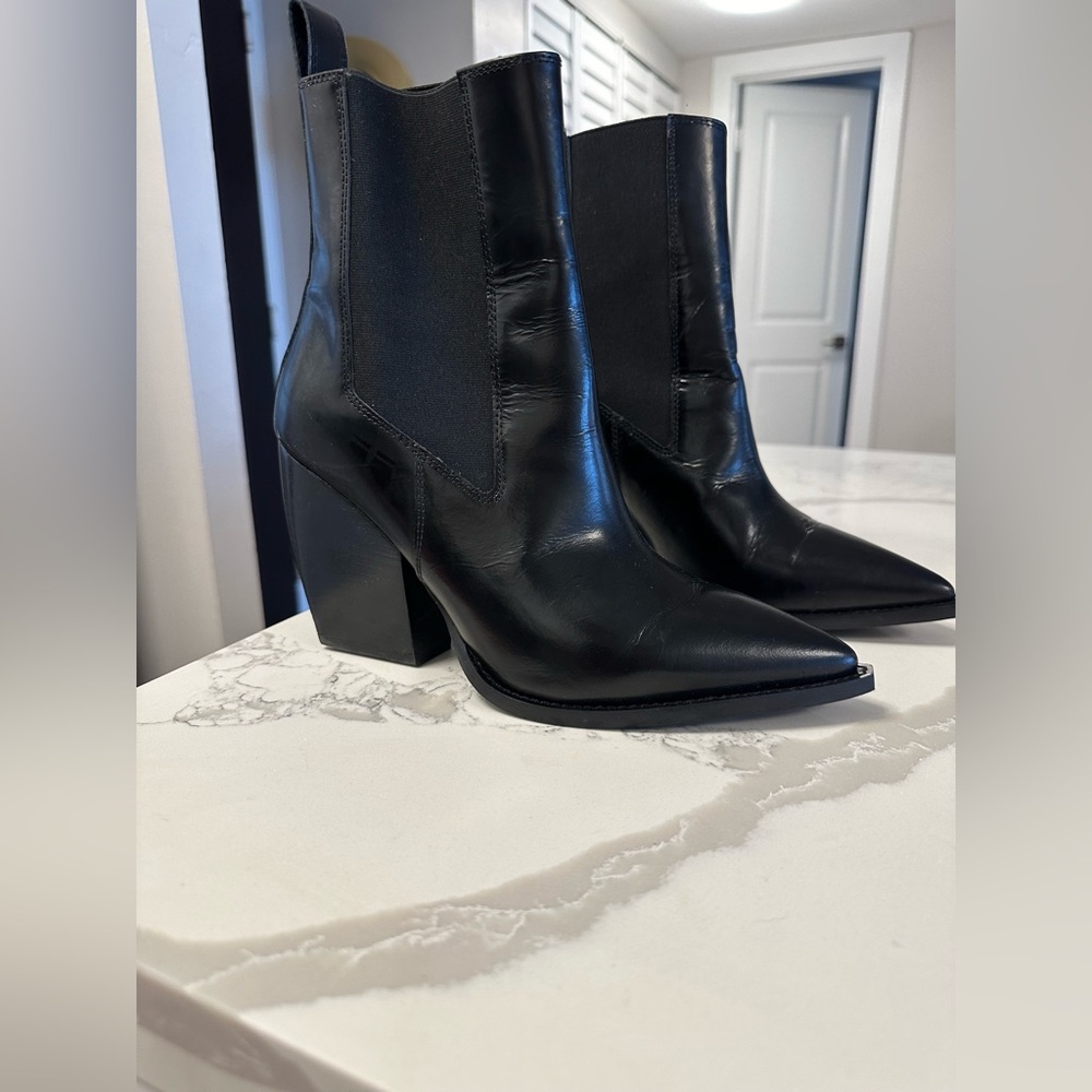 All saints black leather boots sz 9 , worn once
